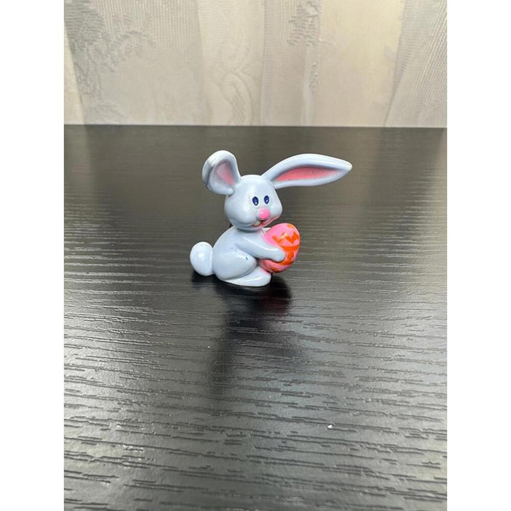 Vintage Easter Bunny Holding Egg Brooch Pin Pastel Rabbit Spring Jewelry